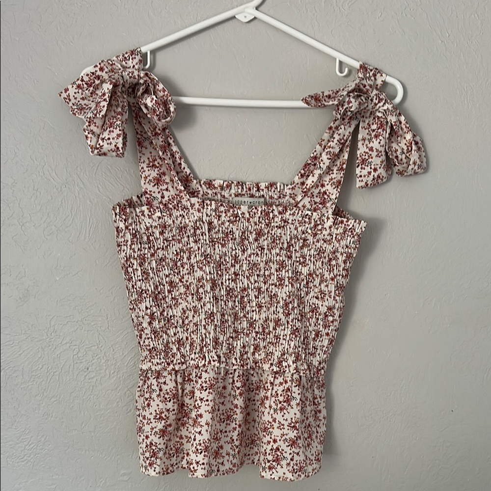 Floral tank top with bow straps